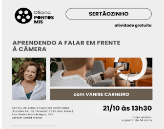 Oportunidade: oficina gratuita ensina técnicas para falar em frente à câmera